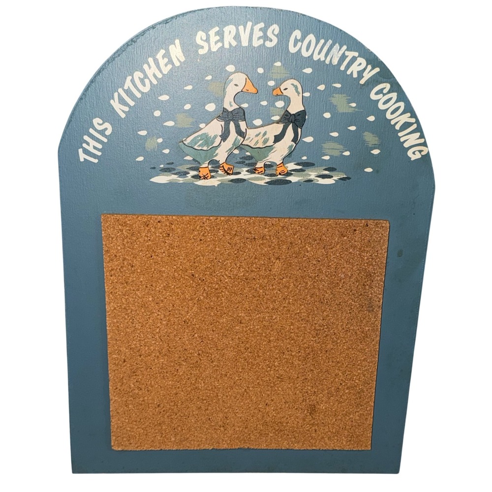Vintage 1988 Country‎ Geese This Kitchen Memo Holder Cork Board Blue Farmhouse - Picture 3 of 7